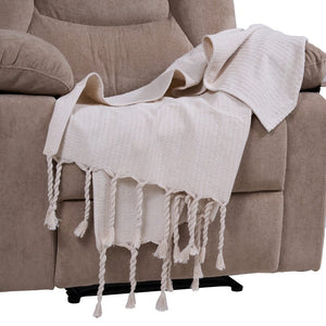 Manta tejida beige/trenzas 120x160