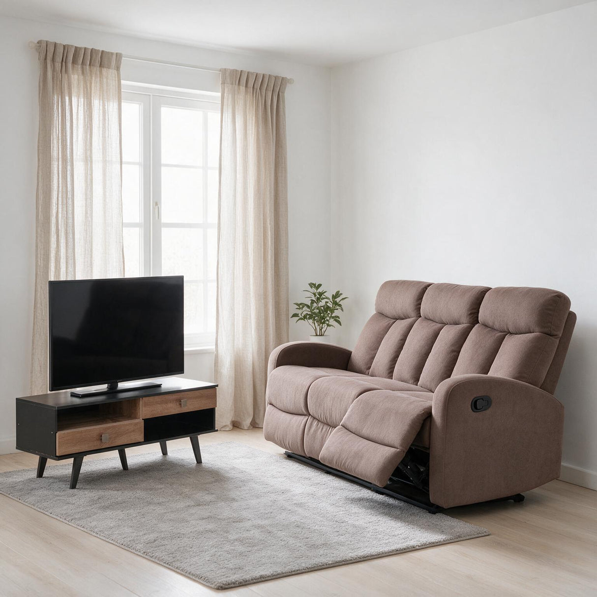 Combo Trudy - Reclinable 3P Café + Mesa de TV