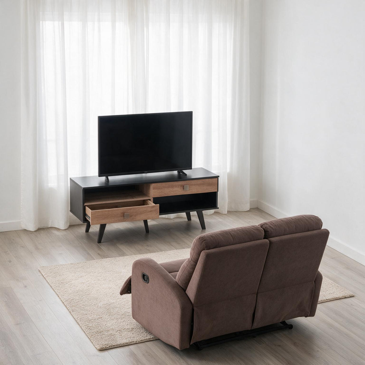 Combo Trudy - Reclinable 2P Café + Mesa de TV