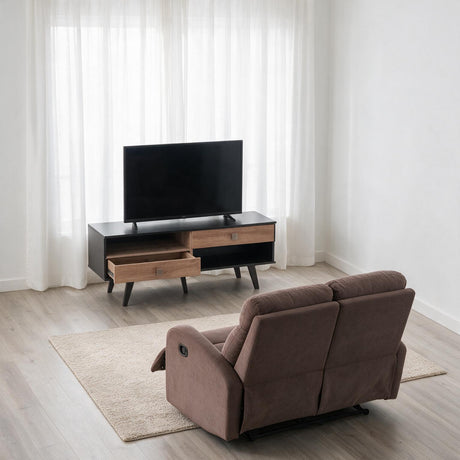Combo Trudy - Reclinable 2P Café + Mesa de TV
