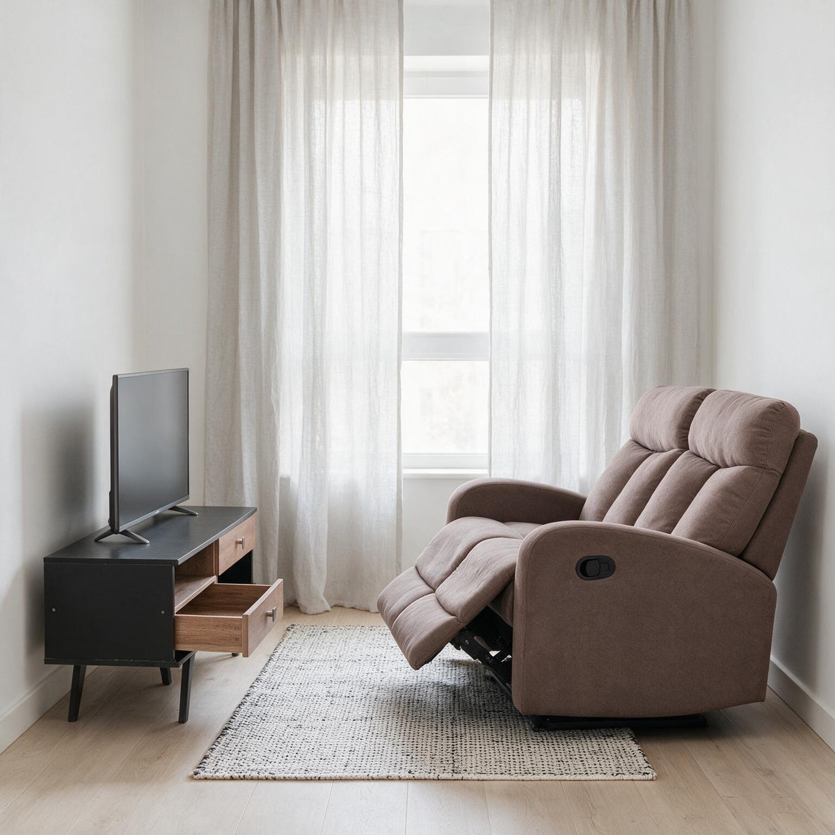 Combo Trudy - Reclinable 2P Café + Mesa de TV