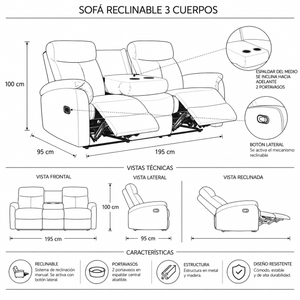 Sofá Reclino Tinay 3P