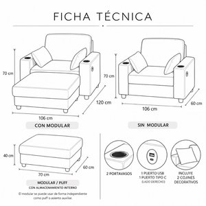 Sofá Chamian 1P + Puff