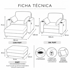 Sofá Chamian 1P + Puff