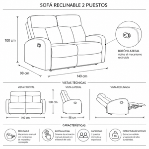 Sofá Reclino Trudy 2P IMP