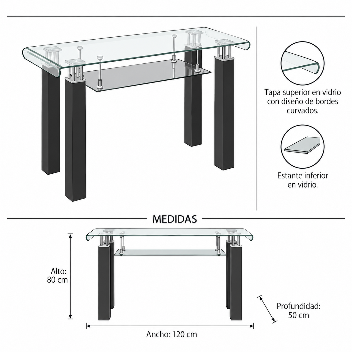 Consola Jaim Cristal Doblado