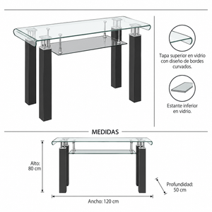 Consola Jaim Cristal Doblado