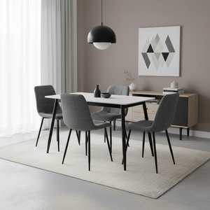 Set Comedor Adam 4 puestos Gris | Piedra Sinterizada