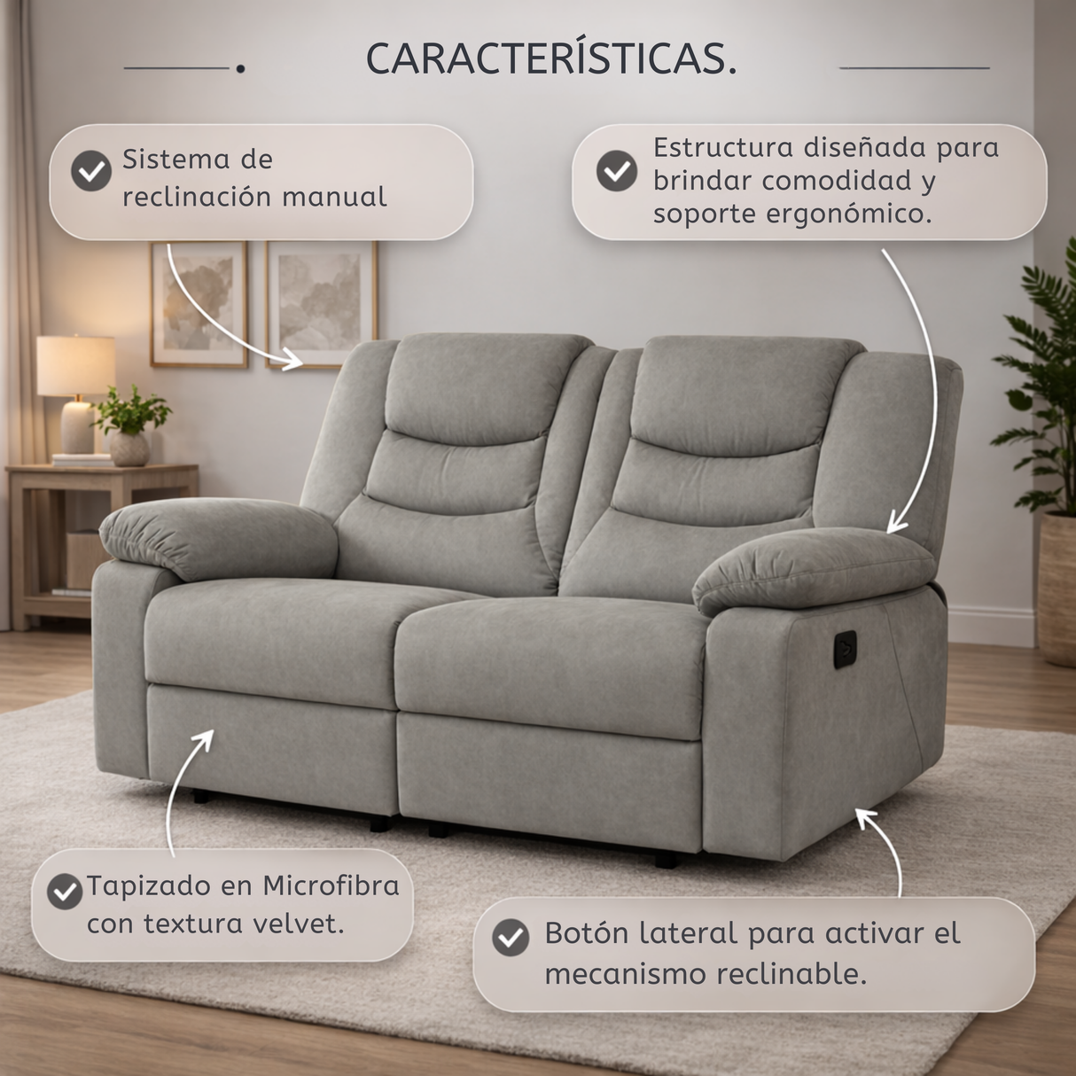 Sofá Reclino Kalerin Premium 2P