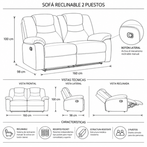 Sofá Reclino Kalerin 2P IMP
