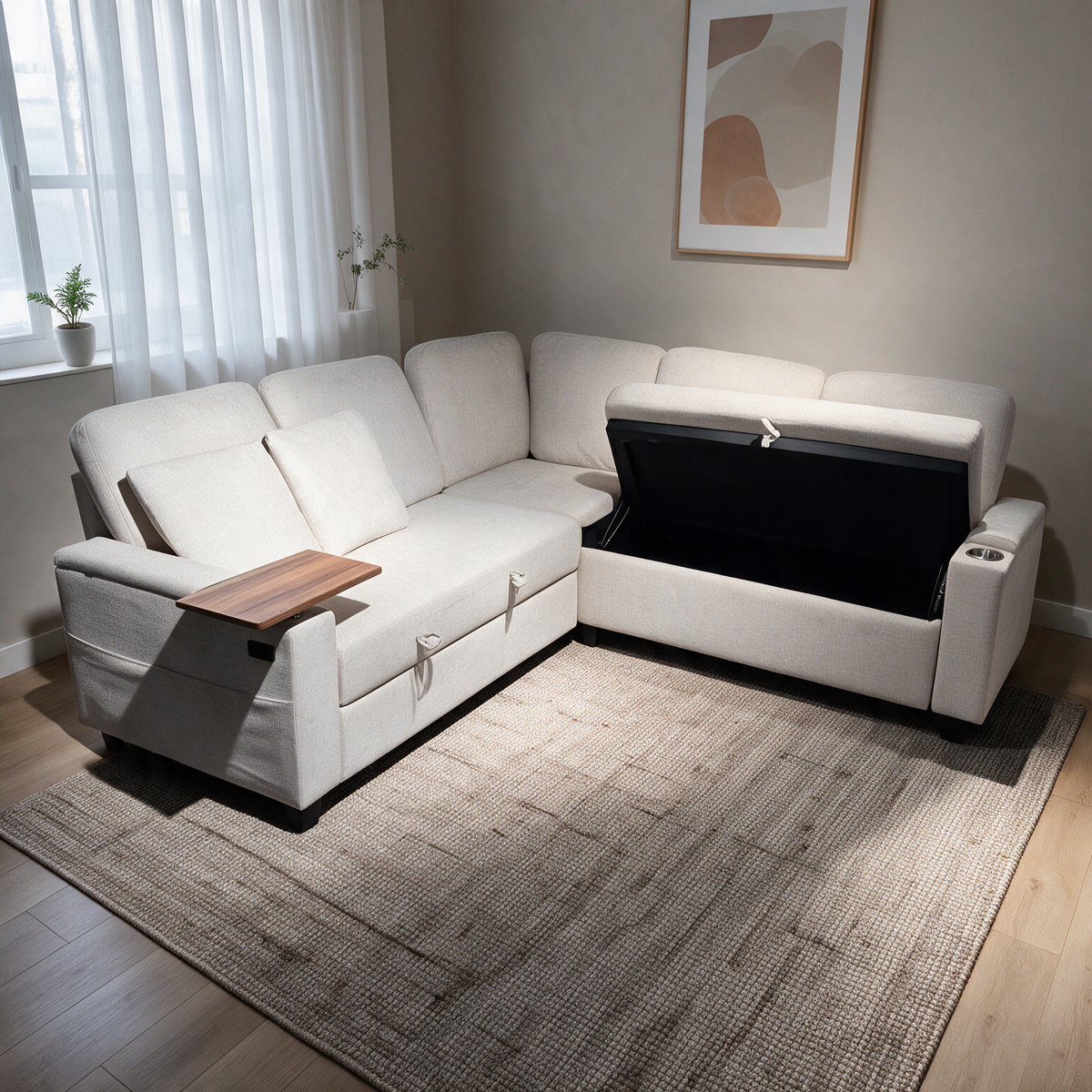 Sala en L  Kasha con Sofá Cama / Almacenamiento