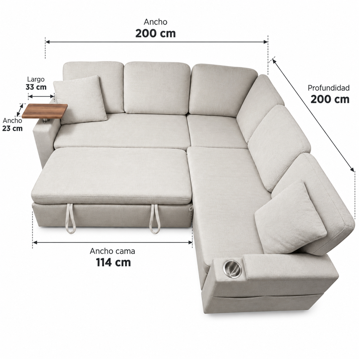 Sala en L  Kasha con Sofá Cama / Almacenamiento