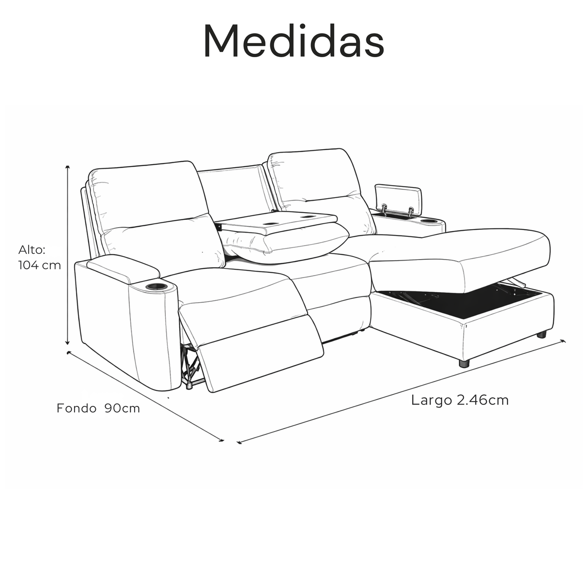 Sofá Reclinable Electrica Esquinera Tadashi Derecho