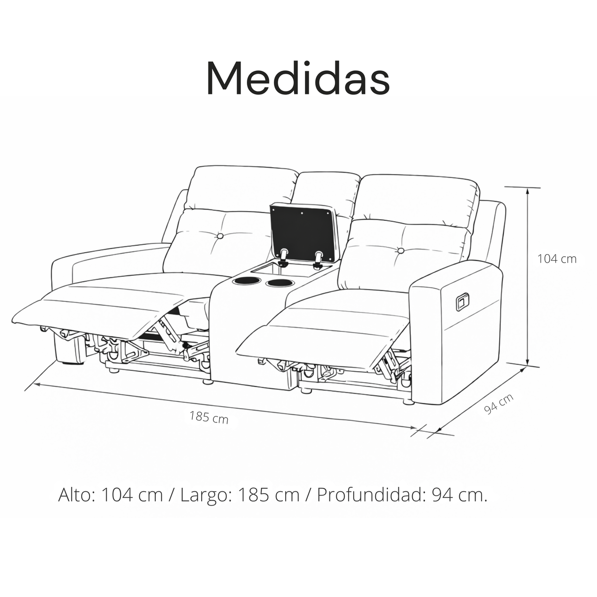 Silla Reclible Electrica Tadeo 2P C/ Consola