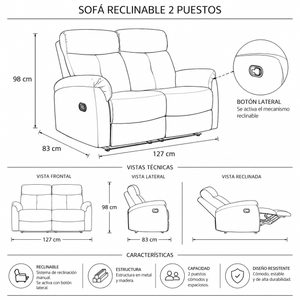 Sofá Reclino Tinay 2P