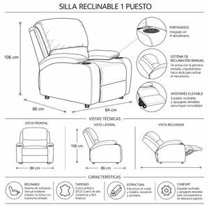 Sofá Reclinable Waheeb 1P